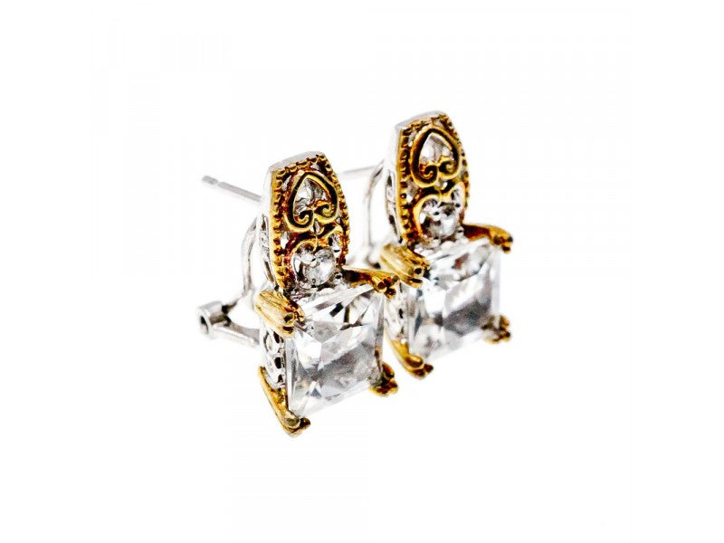 925 Sterling Silver Gold Plated White Tourmaline (Achroite) Earrings