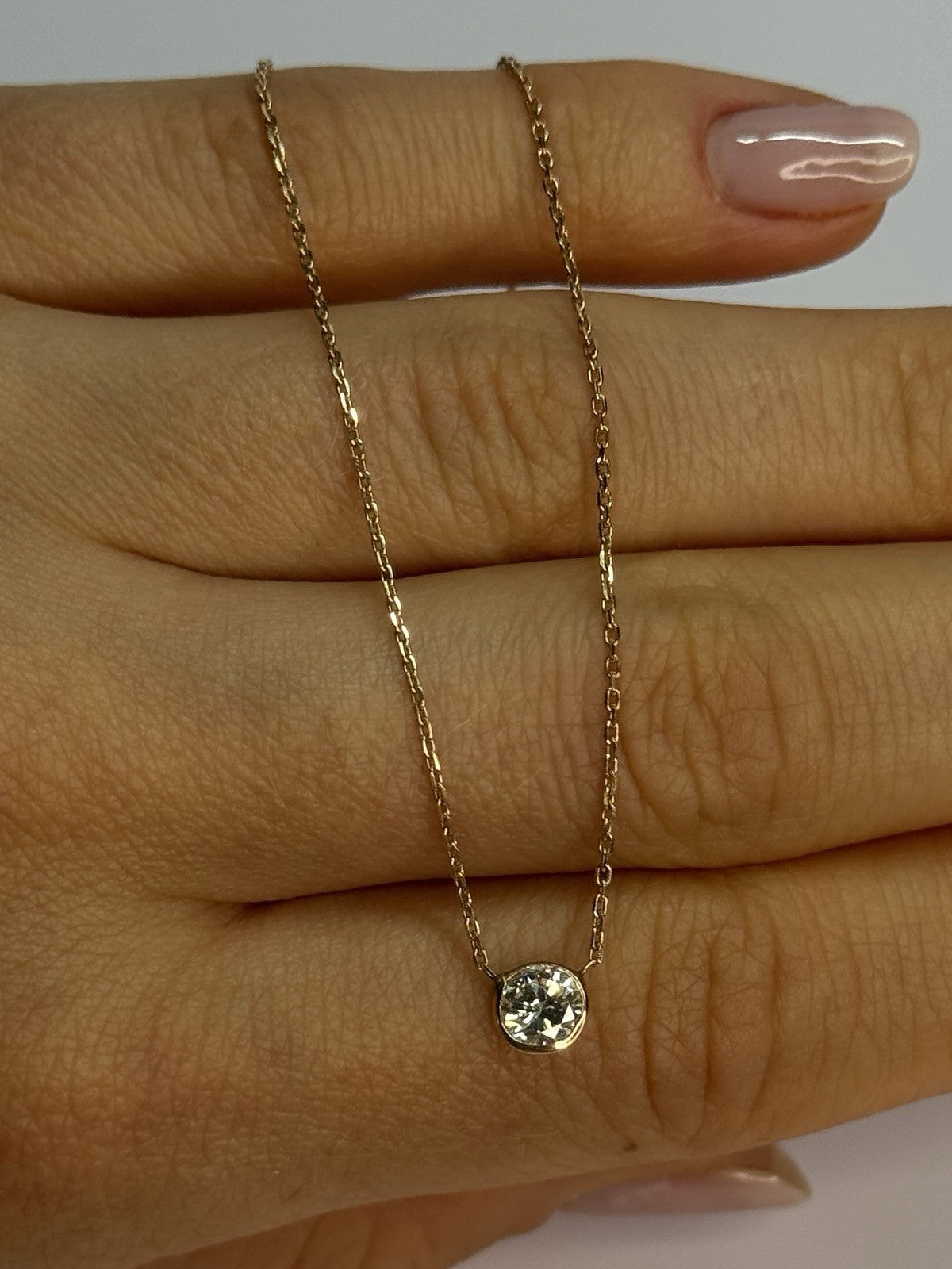 14K YELLOW GOLD DIAMOND 0.56 CARAT NECKLACE LENGTH 18 INCH