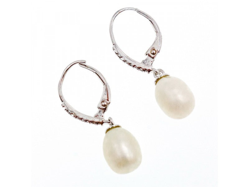 925 Sterling Silver Pearls & CZ Earrings