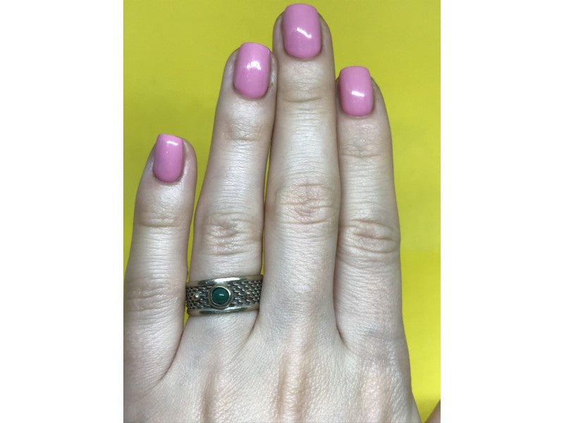 Vintage 925 Sterling Silver Green Nephrite (Jade) Ring Size 7.5