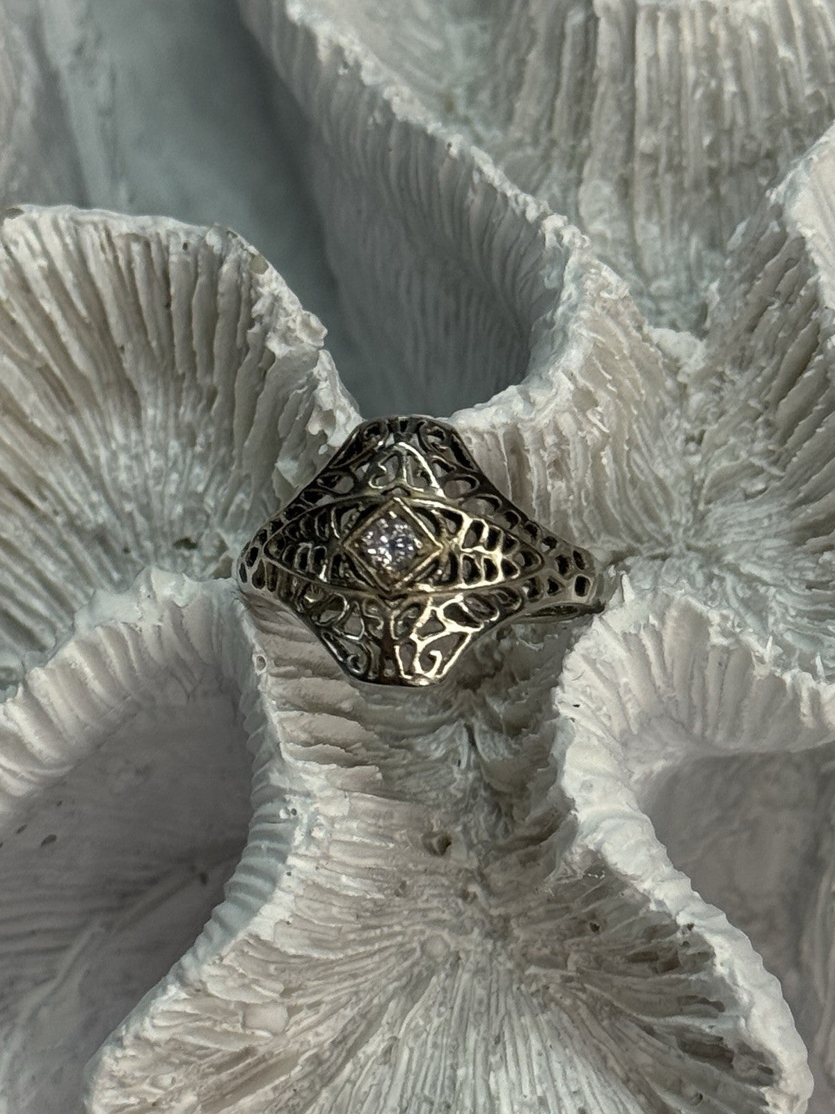 925 Sterling Silver Beryl Ring Size 8