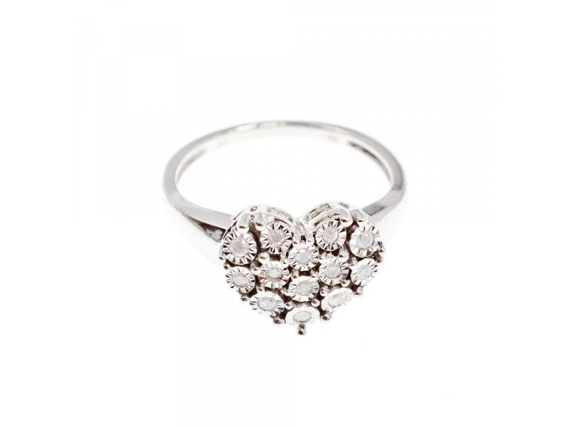 925 Sterling Silver Sapphires "Heart" Ring Size 9