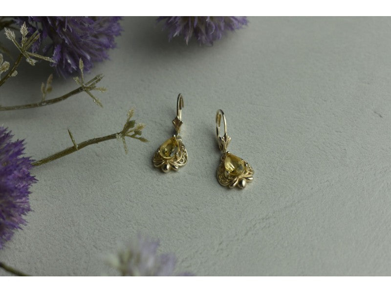 925 Sterling Silver Yellow Tourmaline Earrings