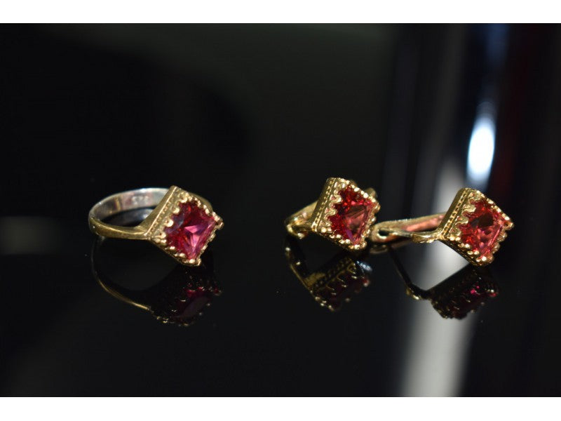 925 Sterling Silver with Gilding Alpanite Set (Ring Size 7)