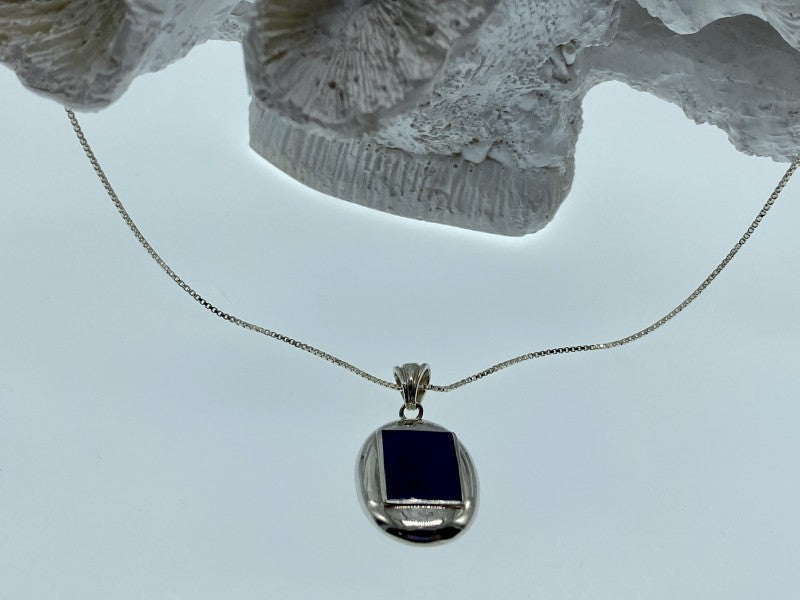 925 Sterling Silver Blue Enamel Chain With Pendant