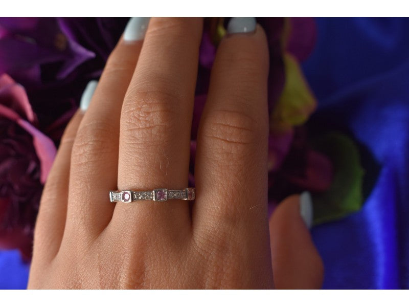 925 Sterling Silver Pink & White CZ Ring Size 10.25