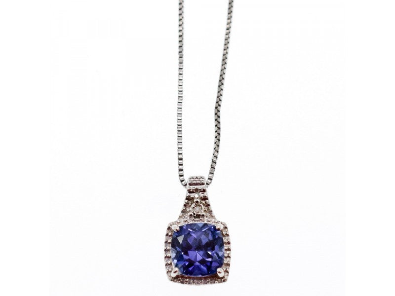 925 Sterling Silver Sapphire & Diamond Chain With Pendant
