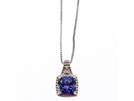 925 Sterling Silver Sapphire & Diamond Chain With Pendant