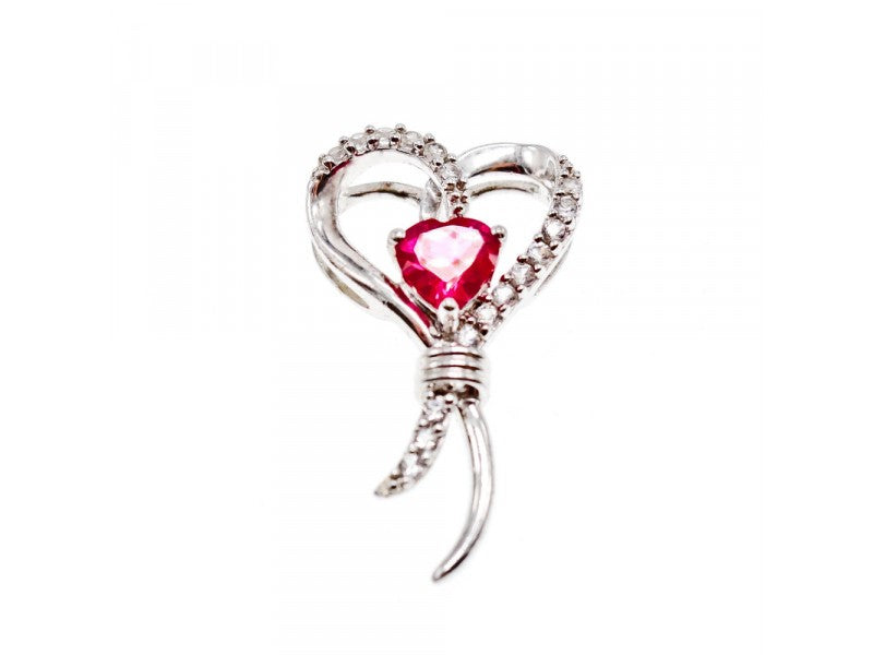 925 Sterling Silver Pink Sapphire & Colorless Quartz Pendant
