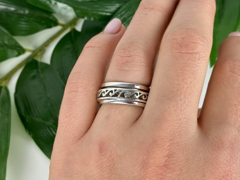 Vintage 925 Sterling Silver Spinner Band Ring Size 6.75