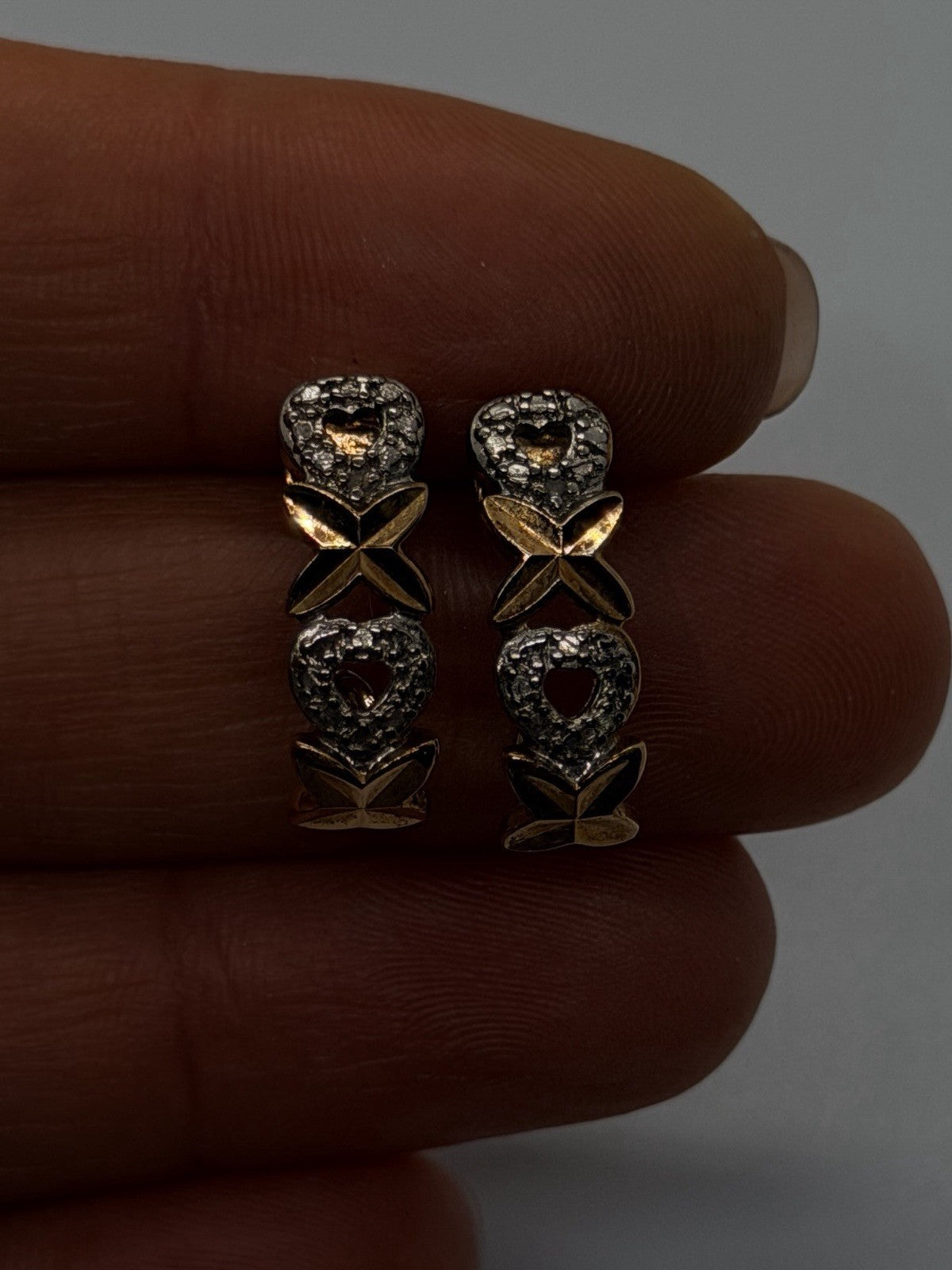 Two-Tone Heart Hoop Yellow Gold Plated 925 Sterling Silver Earrings