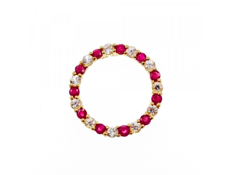 10K Yellow Gold Pink and Colorless Spinel Pendant