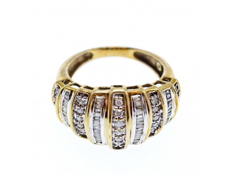 10K Yellow Gold Diamonds Ring Size 8