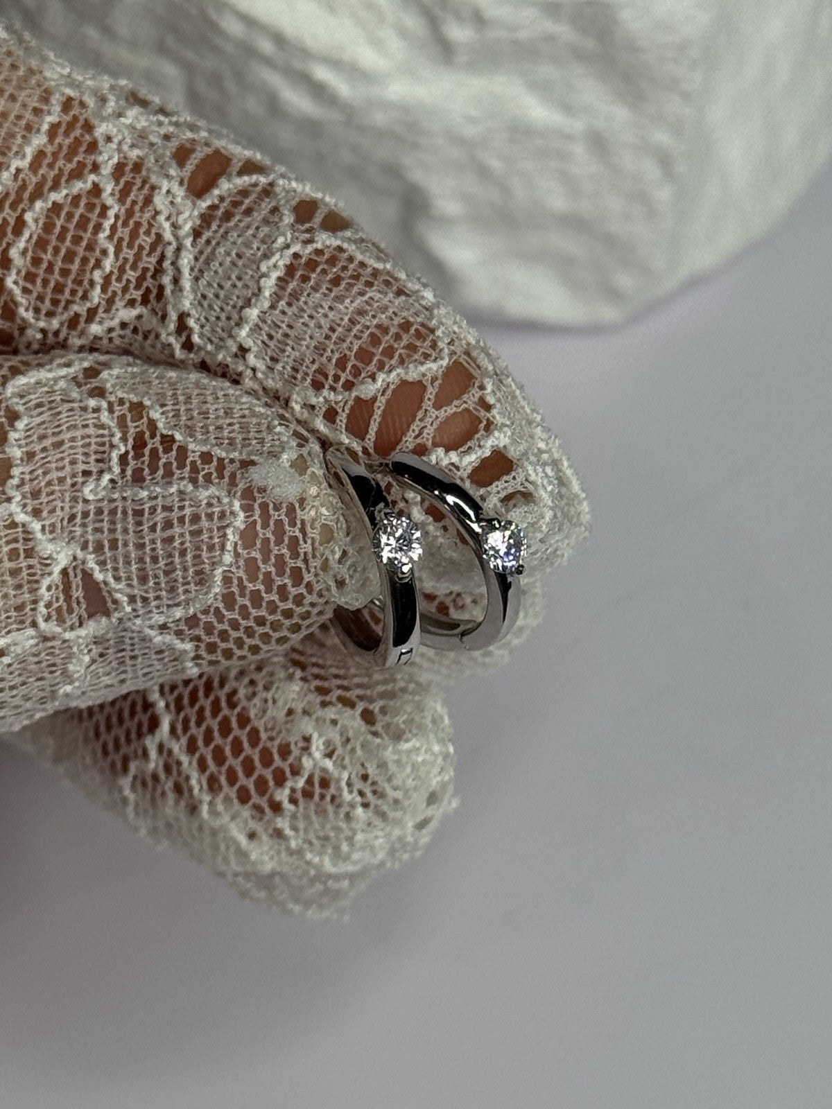 925 Sterling Silver Minimalist CZ Earrings Length 0.5 Inch