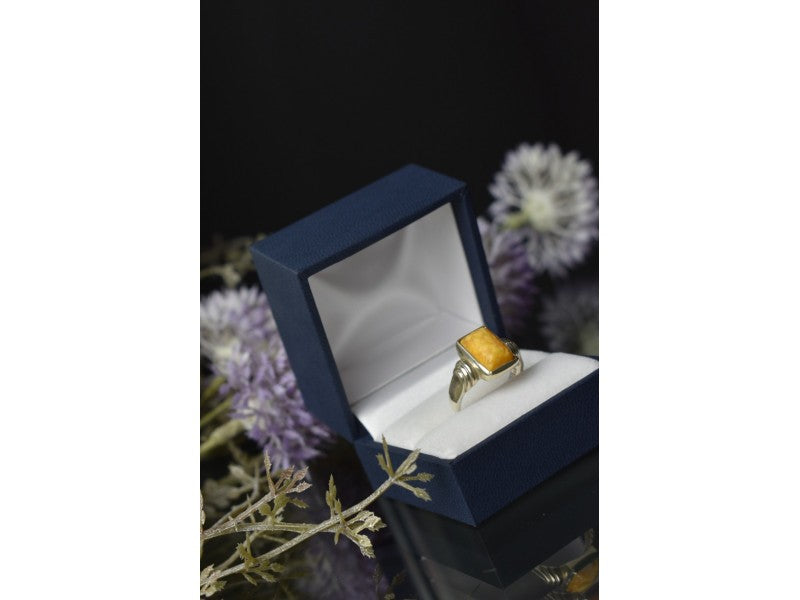 925 Sterling Silver Yellow Jasper Ring Size 7.5