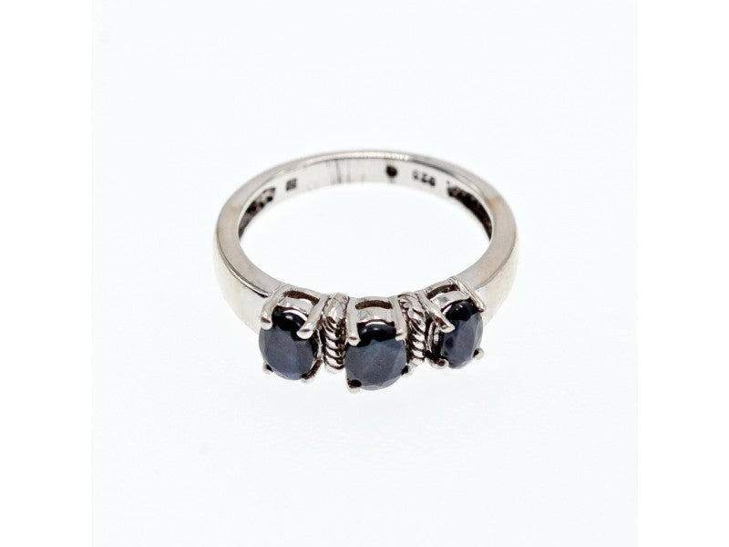 925 Sterling Silver Sapphires Ring Size 7