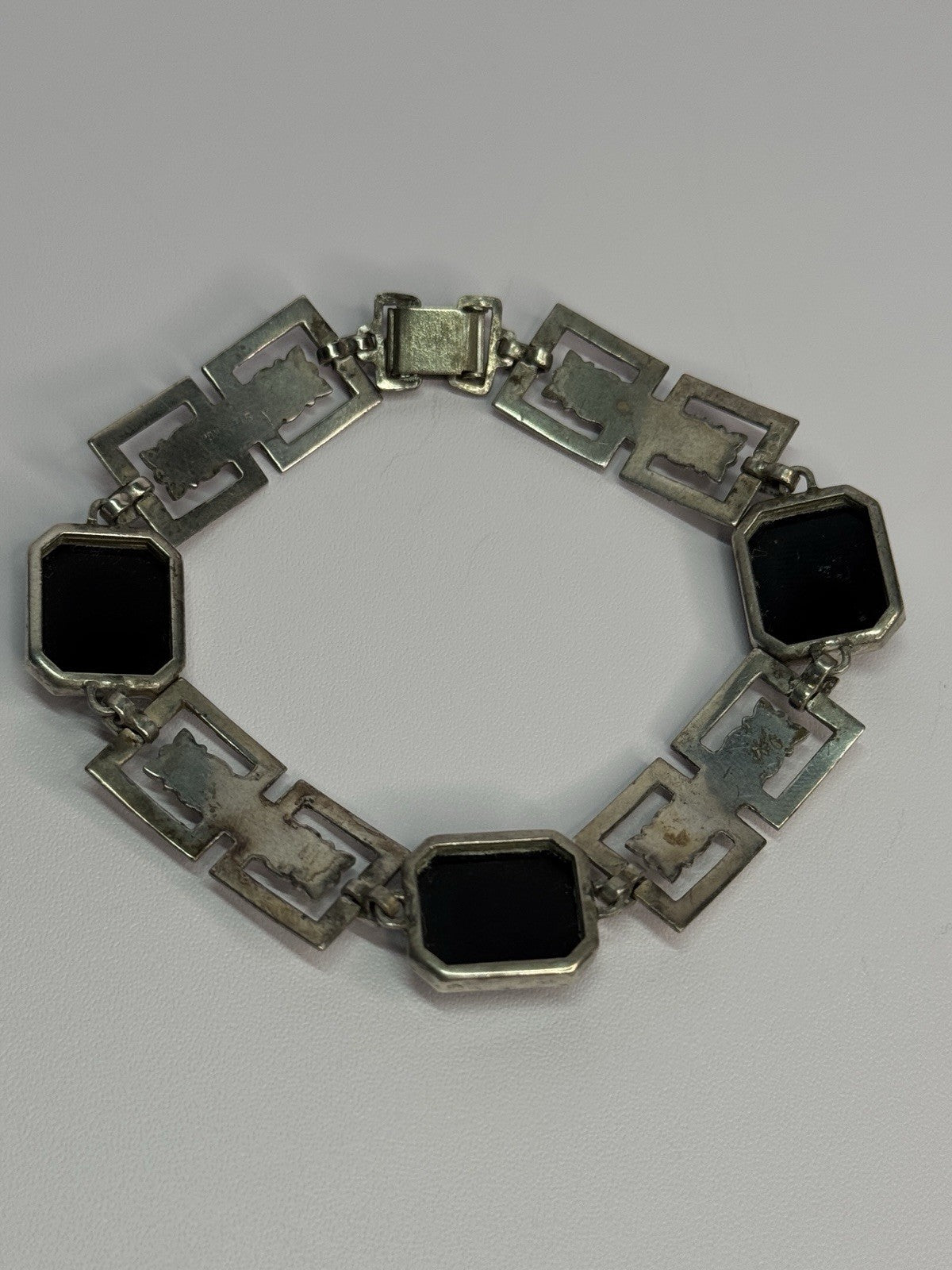 Vintage 925 Sterling Silver Onyx Bracelet Length 7 Inch