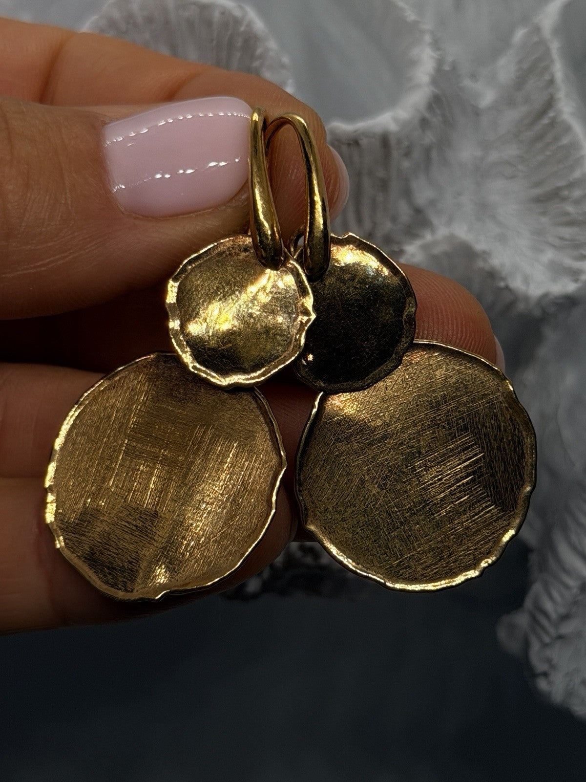 Elegant Classy Italy Gold Plated 925 Sterling Silver Drop Earrings