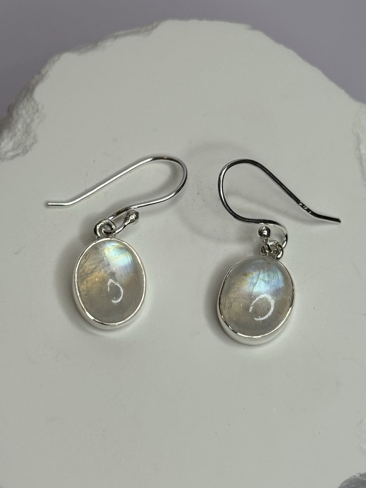 925 Sterling Silver Moonstone Earrings Length 1.1 Inch