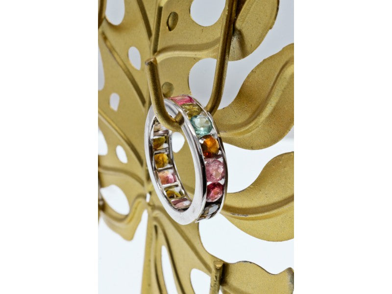 925 Sterling Silver Multi Gemstones Ring Size 8.5