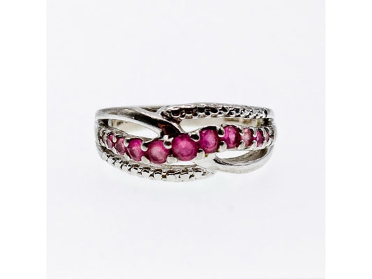 925 Sterling Silver Pink Spinel Ring Size 7.25