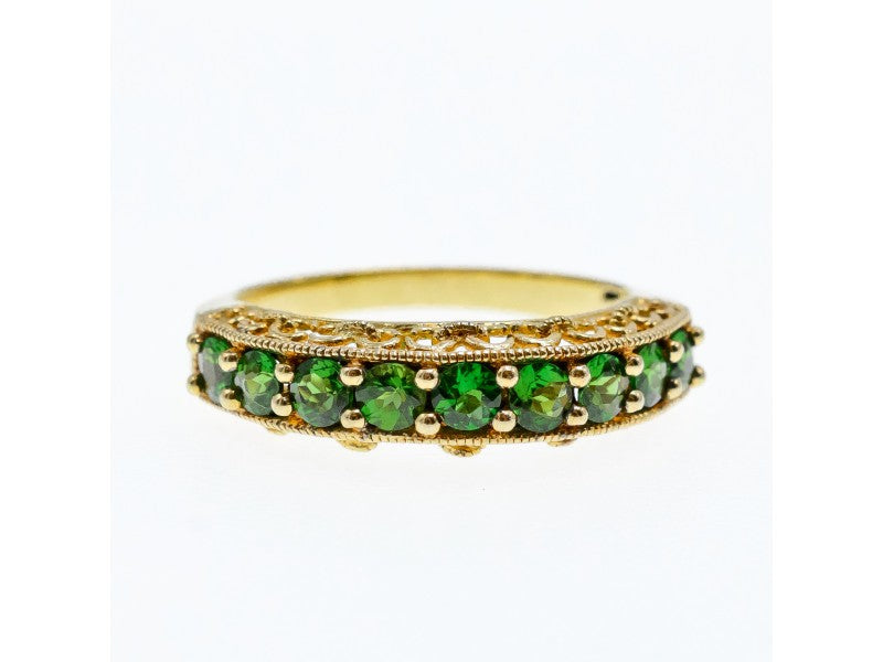 925 Sterling Silver Gold Plated Peridot Ring Size 10.25