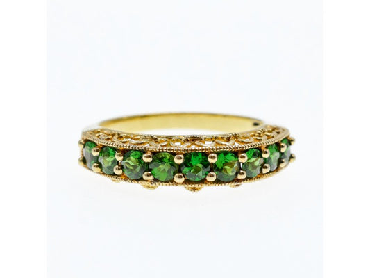 925 Sterling Silver Gold Plated Peridot Ring Size 10.25