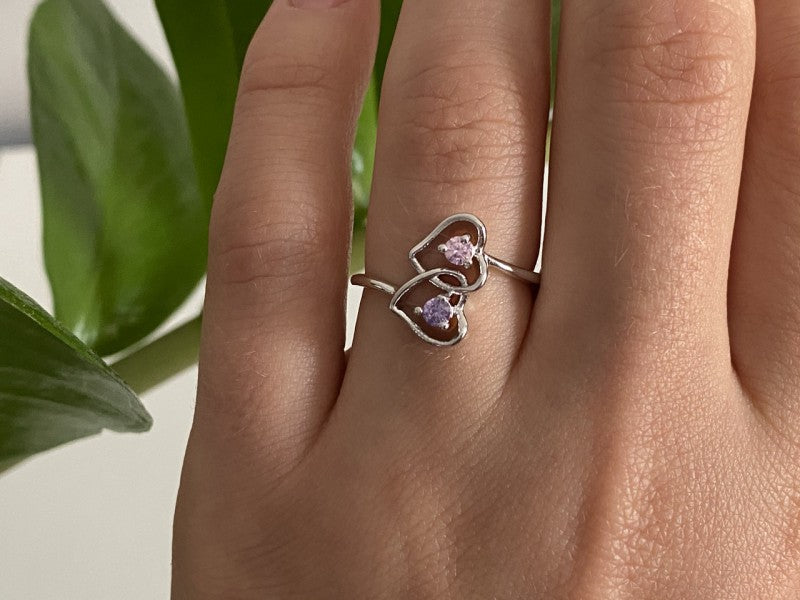 925 Sterling Silver CZ "Hearts" Ring Size 7