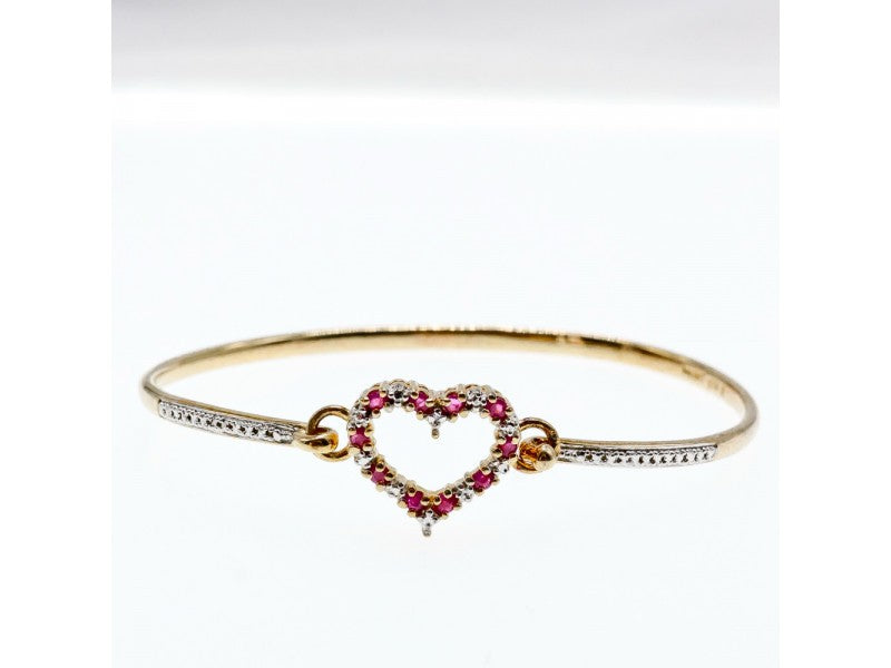 925 Sterling Silver Gold Plated Pink Topaz "Heart" Bracelet