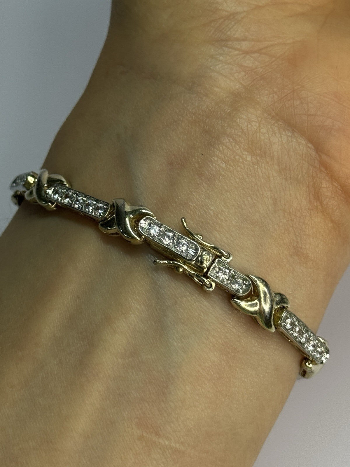 Elegant 925 Sterling Silver CZ Bracelet Length 7.5 Inch