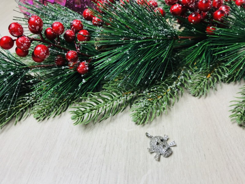 925 Sterling Silver CZ Skull Pendant