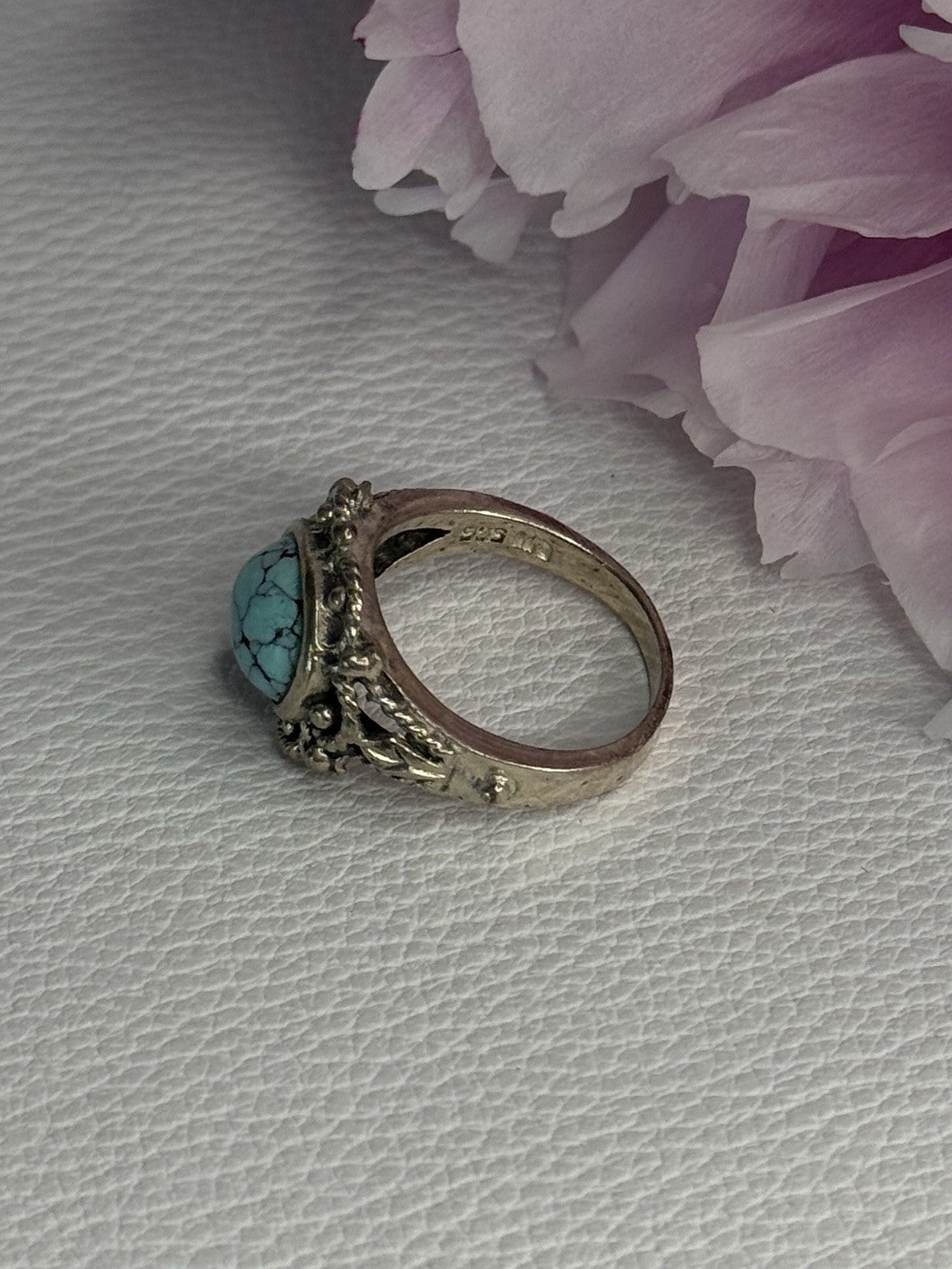 Vintage 925 Sterling Silver Turquoise Ring Size 5