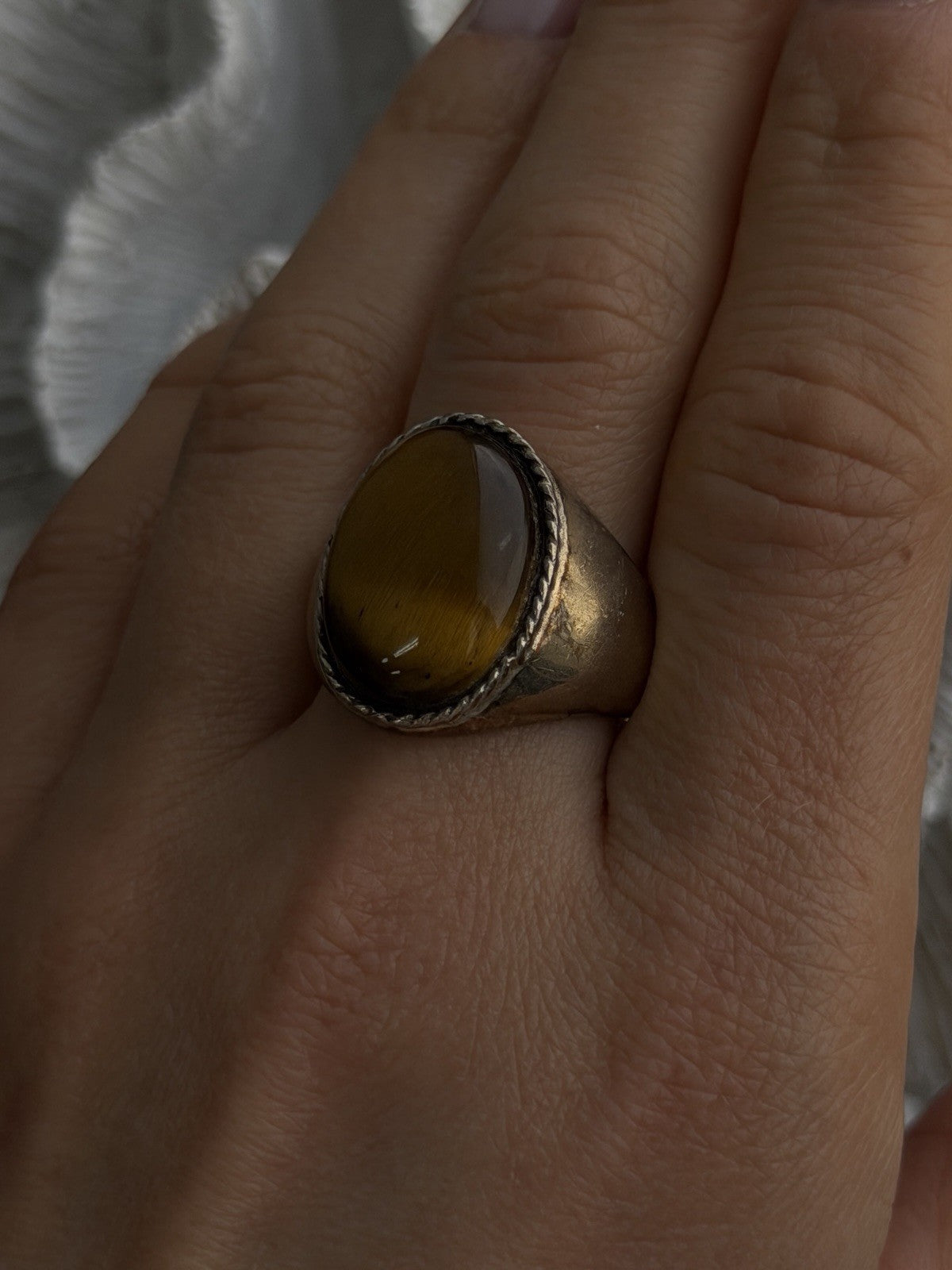 Vintage 925 Sterling Silver Tiger's Eye Ring Size 11.5