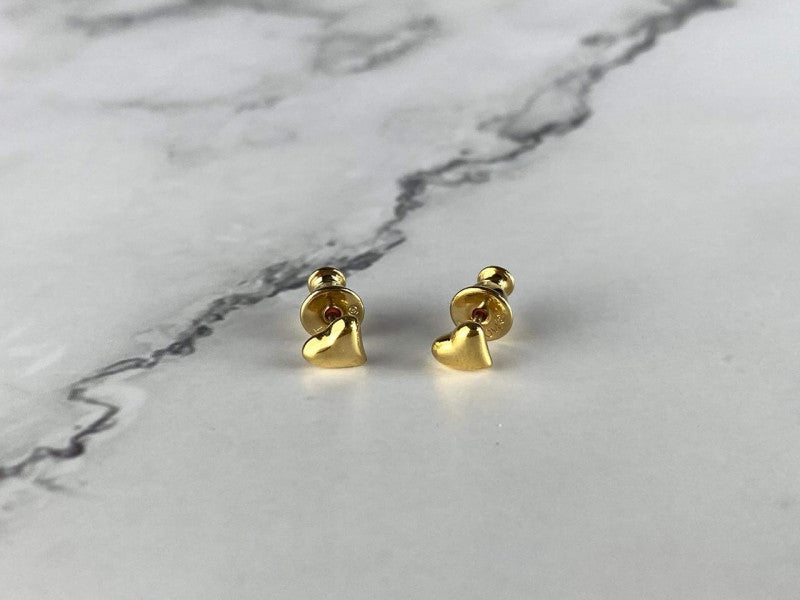 925 Sterling Silver Gold Plated "Hearts" Stud Earrings