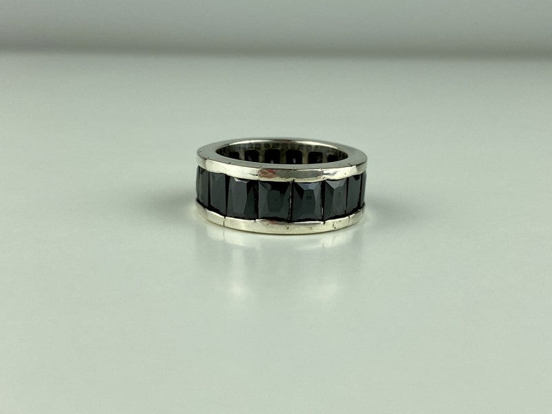 925 Sterling Silver Blue CZ Ring Size 7.5