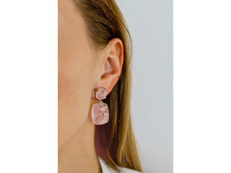 925 Sterling Silver Gold Plated Morganite "Tenderness" Earrings