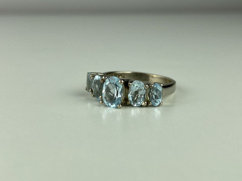 925 Sterling Silver Blue Spinel Ring Size 6.5