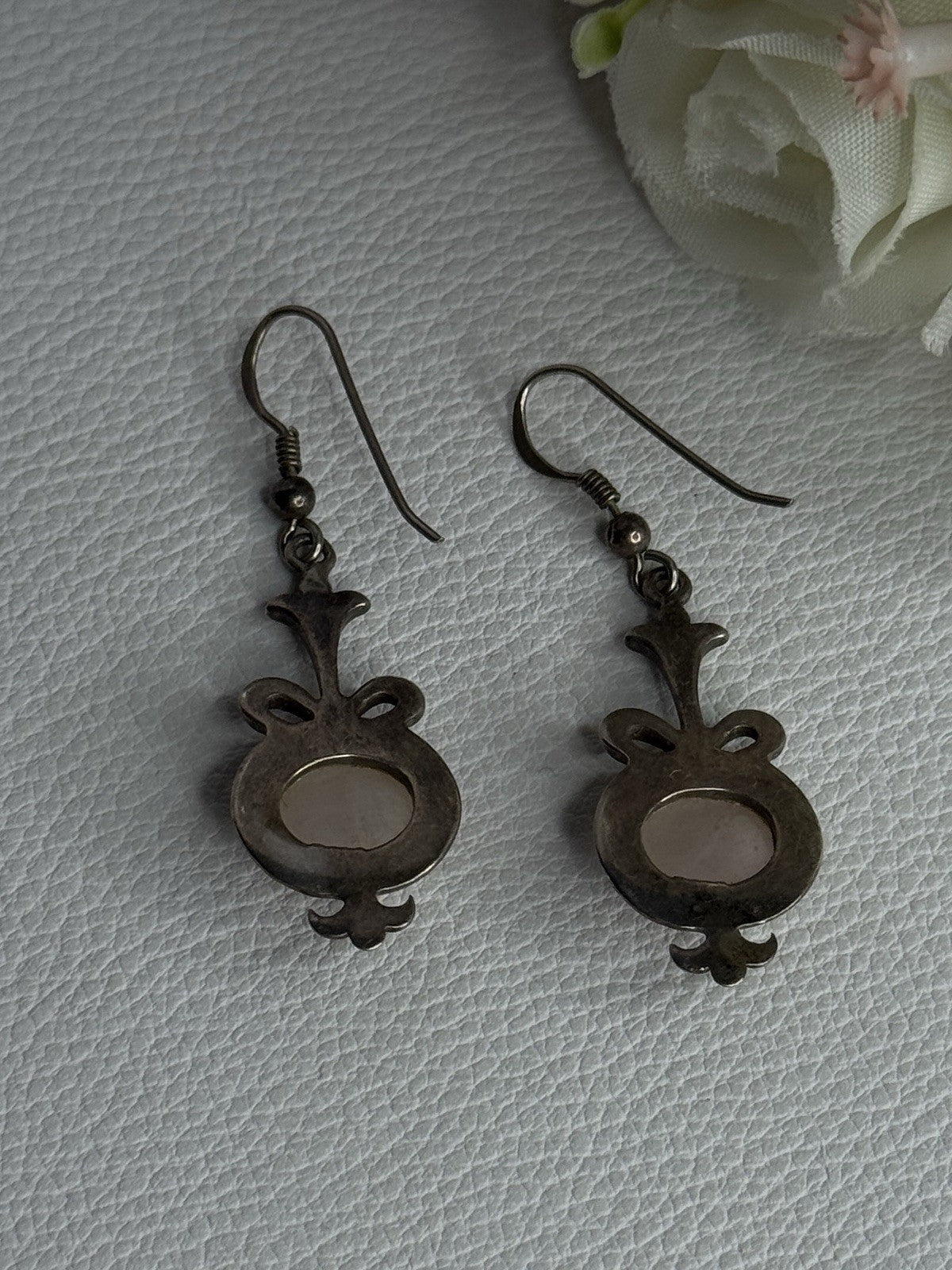 Vintage 925 Sterling Silver Morganite Earrings Length 1.60 Inch