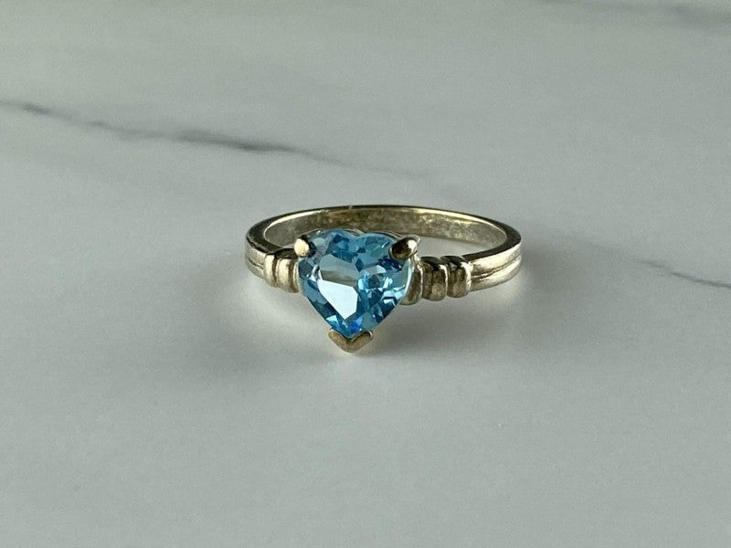 925 Sterling Silver Topaz "Heart" Ring Size 8