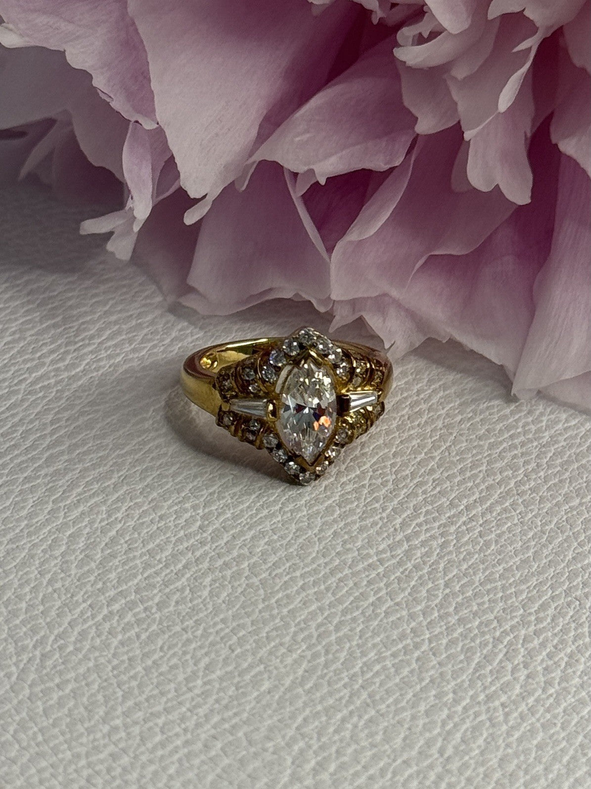 925 Sterling Silver Gold Plated CZ Ring Size 5
