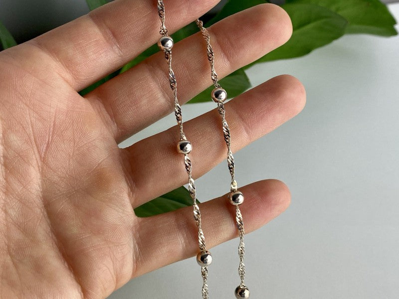 925 Sterling Silver Necklace Italy 17.7 In