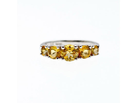 925 Sterling Silver Citrine Ring Size 7