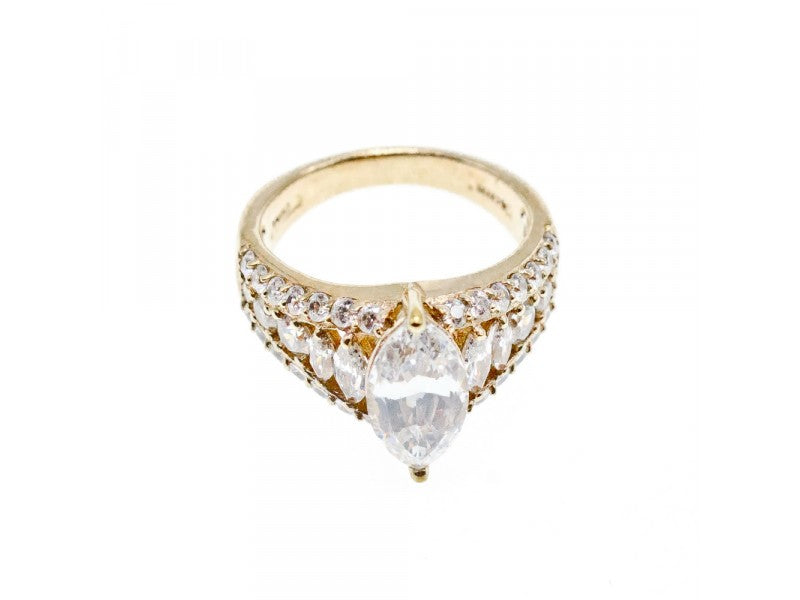 925 Sterling Silver Gold Plated CZ Ring Size 6.5