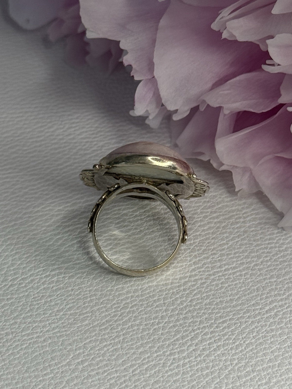 Vintage 925 Sterling Silver Rink Abalone Ring Size 6.5