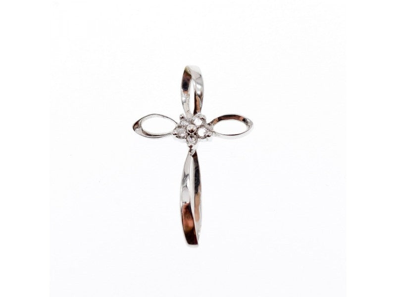 10K White Gold White Sapphires Pendant