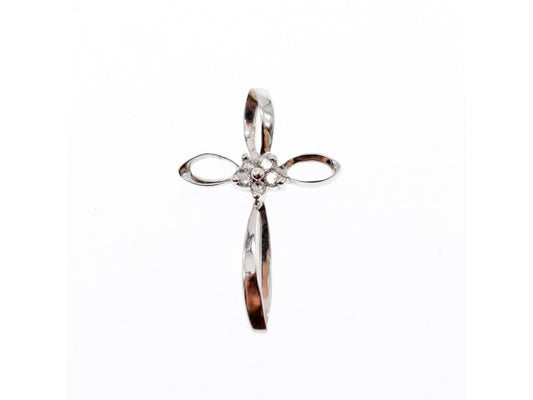 10K White Gold White Sapphires Pendant