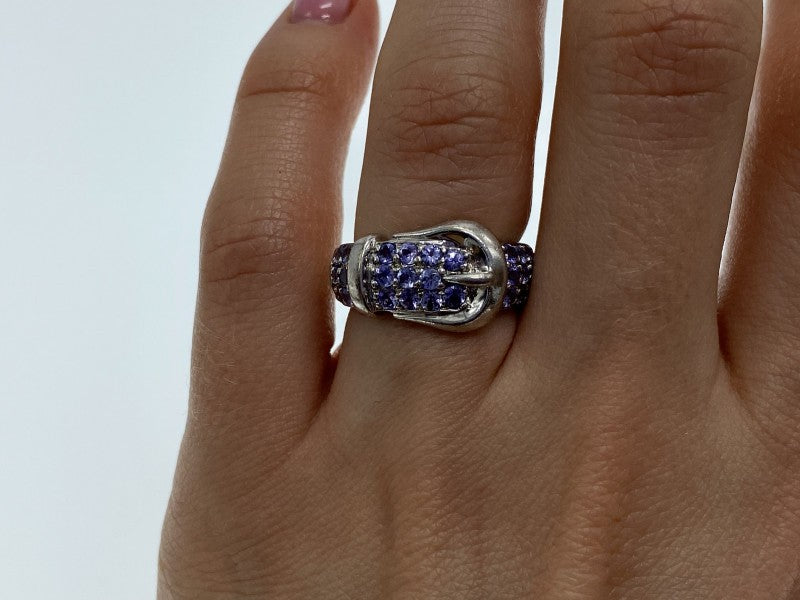 925 Sterling Silver CZ "Belt" Ring Size 6.5
