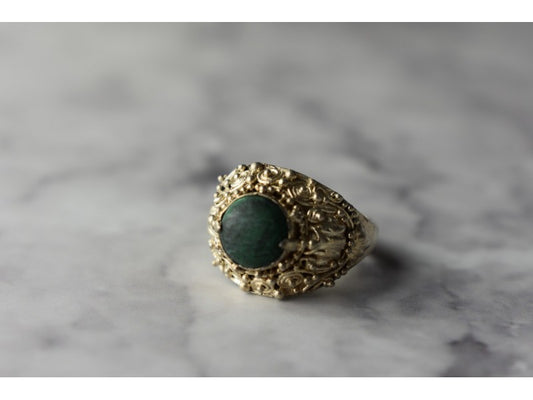 Vintage 925 Sterling Silver Malachite Ring Size 5.5