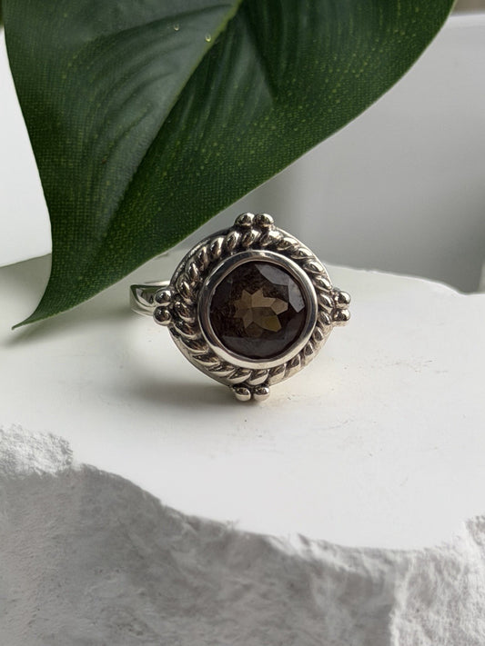 Vintage 925 Sterling Silver Brown Tourmaline Ring Size 9