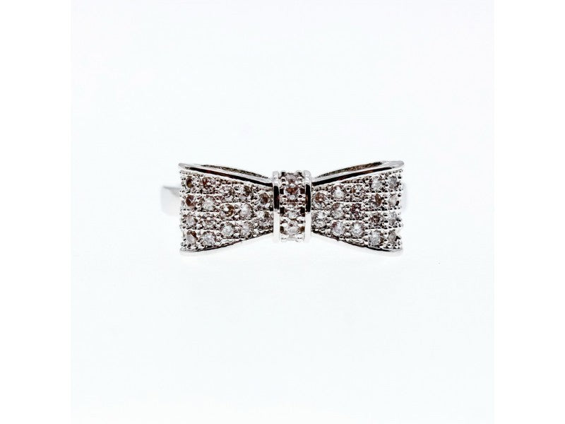 925 Sterling Silver CZ "Bow" Ring Size 8.5
